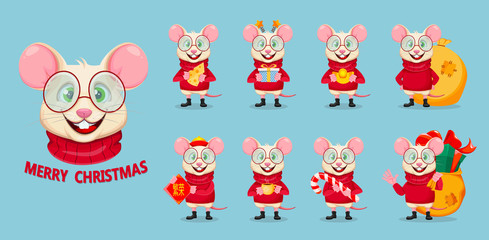 Merry Christmas and Happy New Year. Funny rat