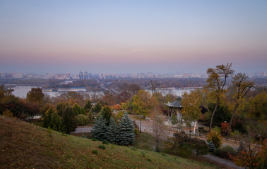 Autumn cityscape of Kiev and the Dnieper River
