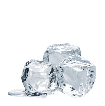Melting ice cube isolated on white background including clipping path