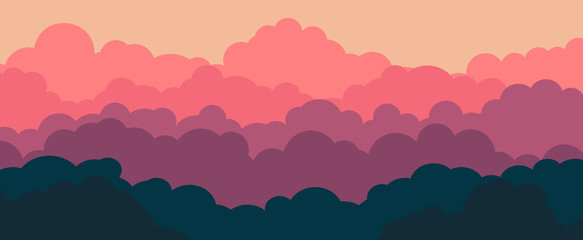 Sky and Clouds Background. Stylish design with a flat poster, flyers, postcards, web banners. Isolated Object. Vector illustration.