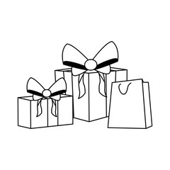 gift boxes and shopping bag, flat design