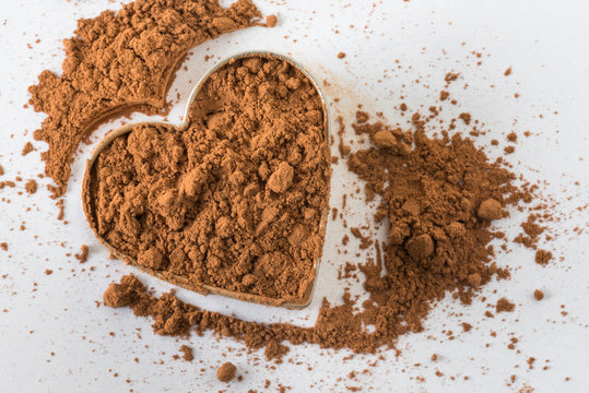 Cocoa Powder in a Heart Shaped Bowl