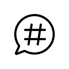 hashtag icon vector. A thin line sign. Isolated contour symbol illustration