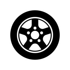 Fototapeta premium Car wheel icon. Vector image isoded on a white background.
