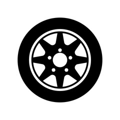 Fototapeta premium Car wheel icon. Vector image isoded on a white background.
