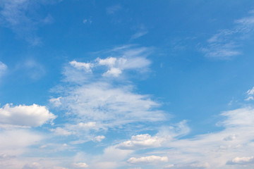 White clouds in the blue sky. Background. Texture