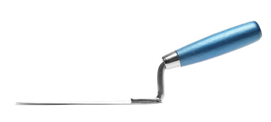 New metal trowel isolated on white background