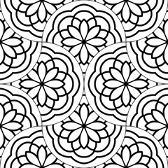 Abstract mandala fish scale seamless pattern. Ornamental tile, mosaic background. Floral patchwork infinity card. Arabic, Indian, ottoman motifs. Vector illustration.  © _aine_