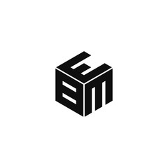EBM triple cubic alphabet letter vector geometric font icon & Logo for your design.