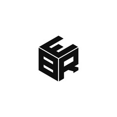 EBR triple cubic alphabet letter vector geometric font icon & Logo for your design.