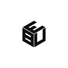 EBU triple cubic alphabet letter vector geometric font icon & Logo for your design.