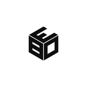 EBO triple cubic alphabet letter vector geometric font icon & Logo for your design.