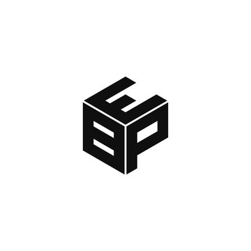 EBP triple cubic alphabet letter vector geometric font icon & Logo for your design.