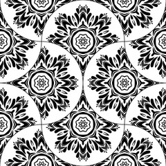 Abstract mandala fish scale seamless pattern. Ornamental tile, mosaic background. Floral patchwork infinity card. Arabic, Indian, ottoman motifs. Vector illustration.  © _aine_