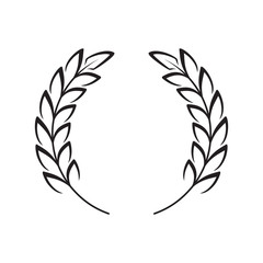 Wreath of ears of wheat, rice. Cereal crops. Winner round emblem Design elements. Vector.