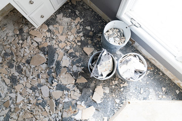 Bathroom interior under construction