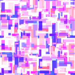 Colorful pink and blue abstract seamless pattern with rectangles and squares. Fashion bright colour geometric texture for textile, wrapping paper, backgrounds, cover, surface design