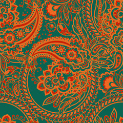 Paisley vector seamless pattern. Damask style Vintage illustration