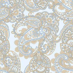 Paisley Vector Pattern. Seamless Asian Textile Background