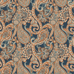 Paisley vector naadloze patroon. Fantastische bloem, bladeren. Textiel Boheemse print. Batik schilderij. Vintage