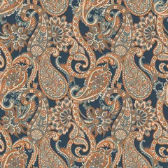 Deurstickers Paisley Paisley vector naadloze patroon. Fantastische bloem, bladeren. Textiel Boheemse print. Batik schilderij. Vintage