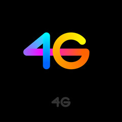 4G gradient logo. Monogram consist of crossing  Number 4 and letter G. Symbol of fourth, generation mobile networks. 