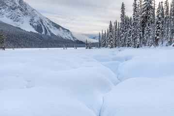 Winter at Emerald Lake in Yoho National Park, British Columbia, Canada