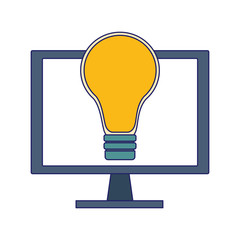 computer with light bulb icon