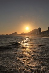 P&ocirc;r do sol na praia do leme, Rio de Janeiro