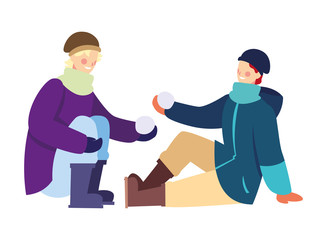 Fototapeta premium men with winter clothes on white background
