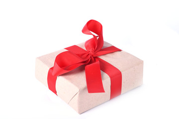 New Year's or Valentine's Day gifts boxes tied with red ribbon isolated on a white background