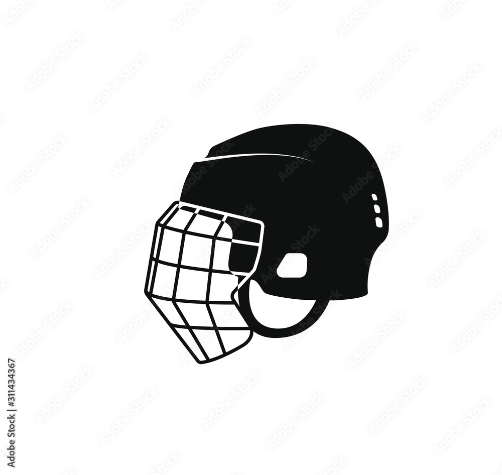 Wall mural ice hockey helmet icon. black hockey symbol. vector isolated illustration