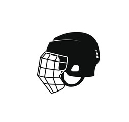 Ice hockey helmet icon. black hockey symbol. Vector isolated illustration