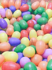 Multicolor plastic easter eggs with shell open use for egg hunting, lucky draw boot.