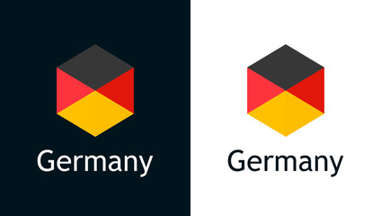 Fototapeta premium Germany flag in flat minimalism style on white and black. Vector Logo for Travel, Sport or Elections decoration.