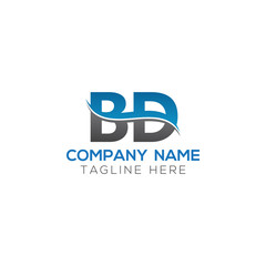 BD Letter Logo With Water Wave Business Typography Vector Template. Creative Abstract Letter BD Logo Design.