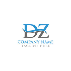 Initial DZ Water Wave Letter Logo With Creative Modern Typography Vector Template. DZ Logo Design