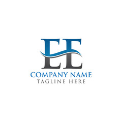 Initial EE Letter Linked Logo Business Vector Template. Water Wave EE Logo Design