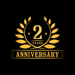 2 years logo design template. Anniversary vector and illustration template.