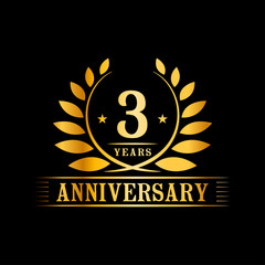3 years logo design template. Anniversary vector and illustration template.