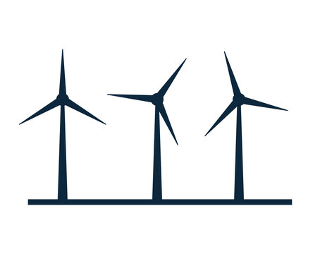 Wind Vector Turbine Icon. Wind Power Energy Turbine Silhouette Illustration Tower Windmill