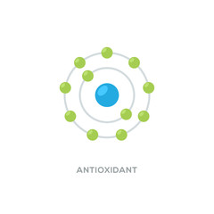 Antioxidant vector icon, radical free oxidant molecule