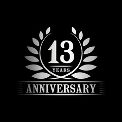13 years logo design template. Anniversary vector and illustration template.