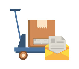 cart with box carton postal service