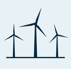 Wind vector turbine icon. Wind power energy turbine silhouette illustration tower windmill
