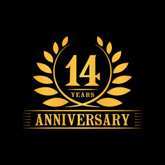 14 years logo design template. Anniversary vector and illustration template.