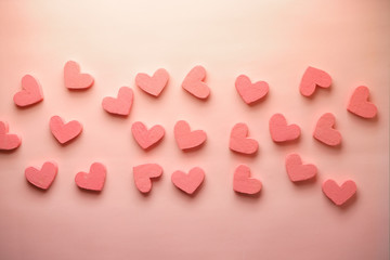A lot of pink hearts. Valentine's day background.   