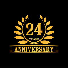 24 years logo design template. Anniversary vector and illustration template.