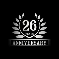 26 years logo design template. Anniversary vector and illustration template.