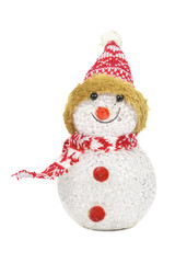 Glass snowman on white background